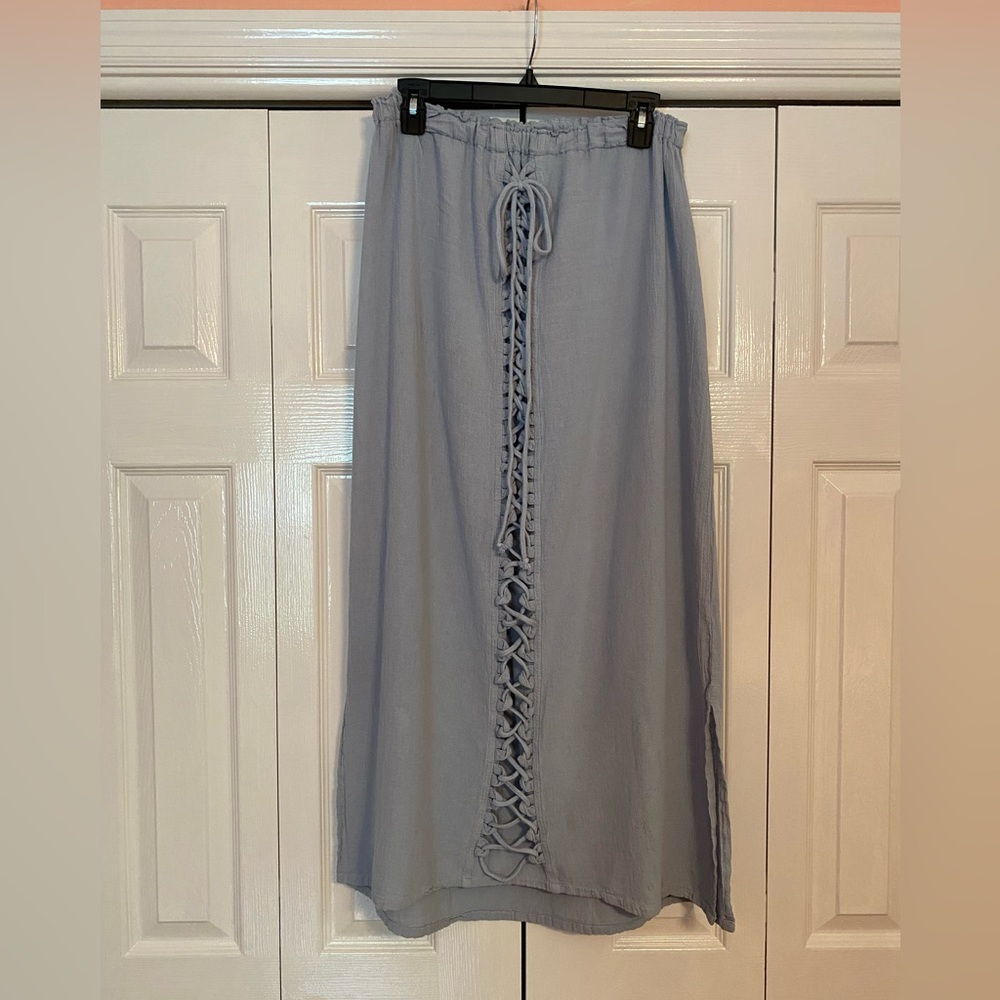 Oh My Gauze! BlueTie Front Midi Skirt Casual